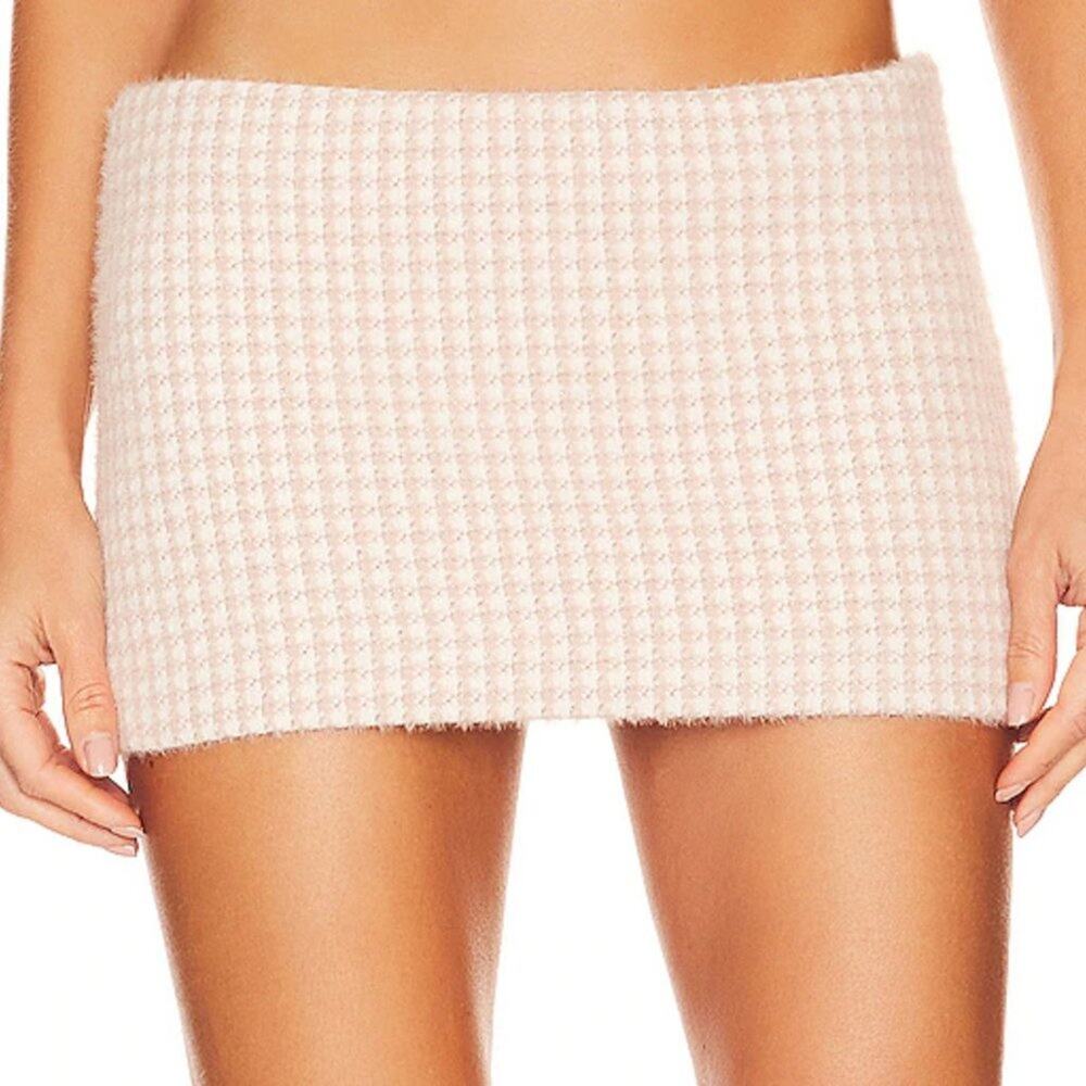 Majorelle Madlyn Mini Skirt in Pink Herringbone NWOT Size Small
